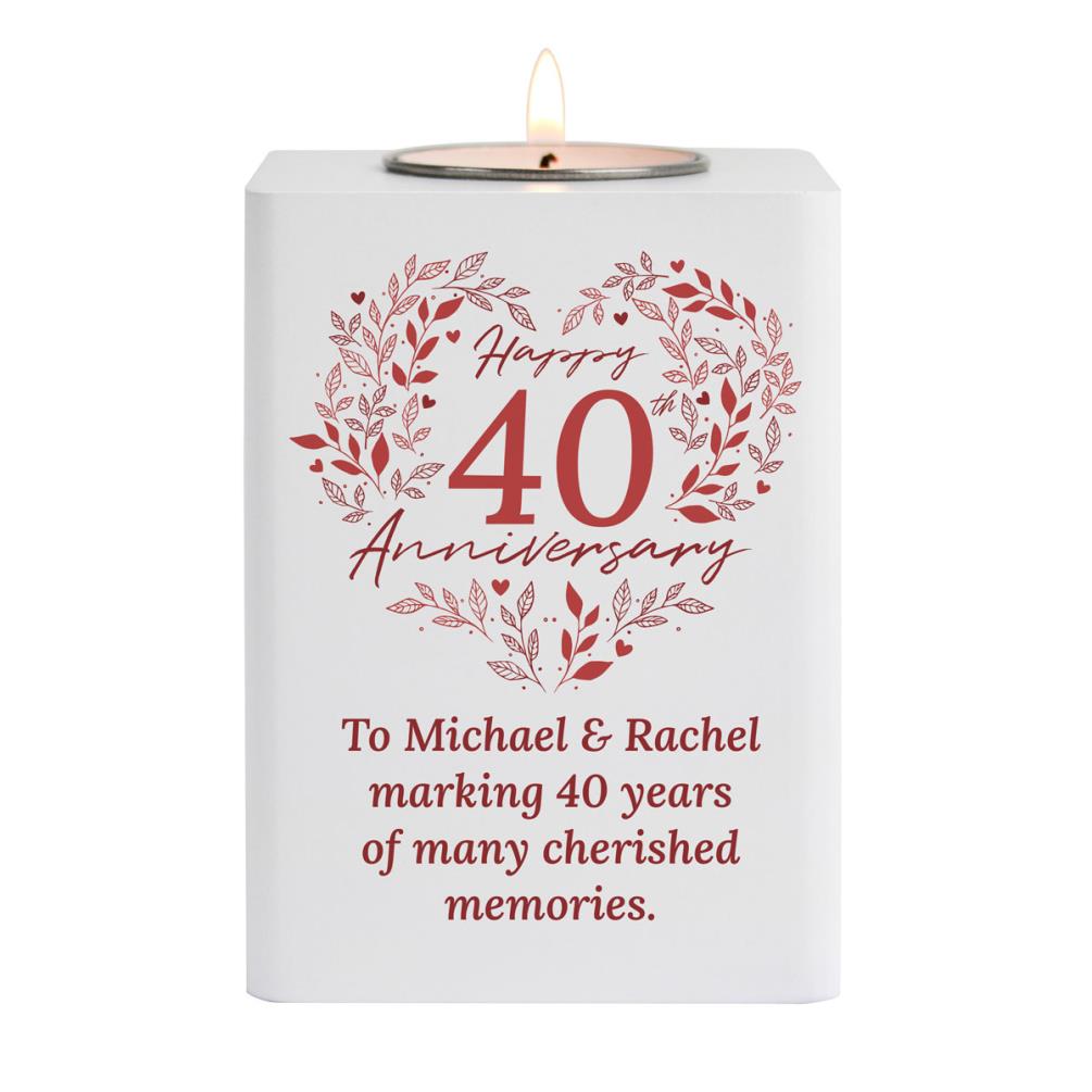 Personalised 40th Ruby Wedding Anniversary Wooden Tea Light Holder £13.49